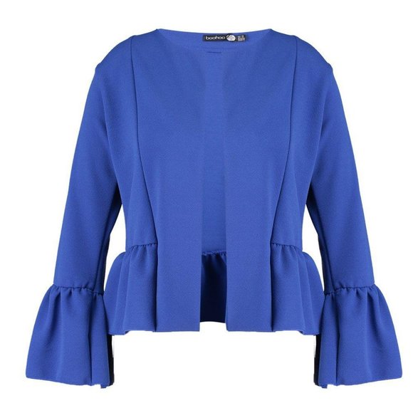 BOOHOO - Plus Kate Ruffle Hem Collarless Jacket - Picture 2 of 2